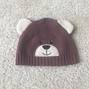 Bear Brown Knit Hat With Ears 0-6 Months